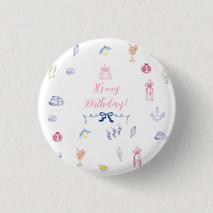 Cute Italian Minimalist Birthday 3 Cm Round Badge