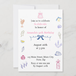 Cute Italian Minimalist Birthday Invitation