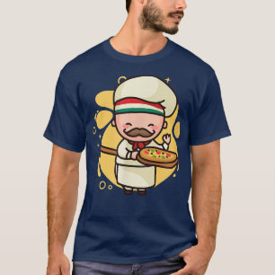 Cute Italian Pizza Chef Chibi Style Kawaii Pizza L T-Shirt