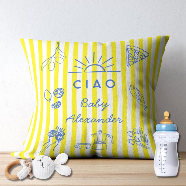 Cute Italian Themed Baby Shower Gift Ciao Baby Cushion (Creator Uploaded)