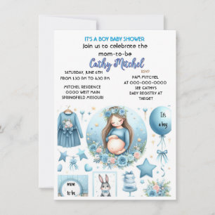 Cute It's a Boy Baby Shower Blue Party  Invitation