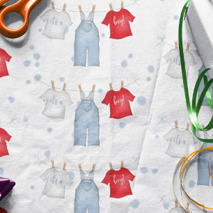 Cute It's a Boy Clothesline Denim Blue Tissue Paper