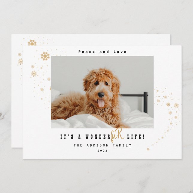 Cute It's A WonderFUR Life Pet Photo Christmas  Holiday Card (Front/Back)