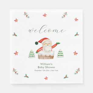 Cute It's Cold Outside Santa Baby Shower Welcome Napkin