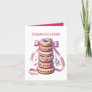 Cute it's girl doughnuts add message holiday card