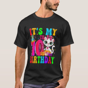 Cute It's My 10th Birthday 10 Year Old Cat Bday Pa T-Shirt