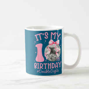 Cute It's My 10th Birthday Girl Coquette Bow Disco Coffee Mug
