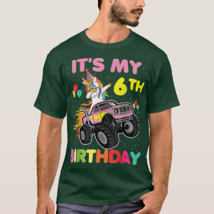 Cute It's My 6th Birthday I'm Six Unicorn Monster T-Shirt