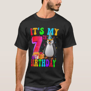 Cute It's My 7th Birthday 7 Year Old Penguin Bday T-Shirt