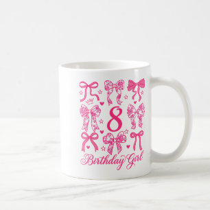 Cute it's my 8 bday coquette bow 8th birthday girl coffee mug