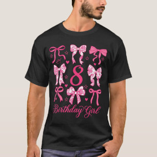 Cute Its My 8 Bday Coquette Bow 8th Birthday Girls T-Shirt