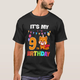 Cute It's My 9th Birthday Red Panda 9 Years Old T-Shirt
