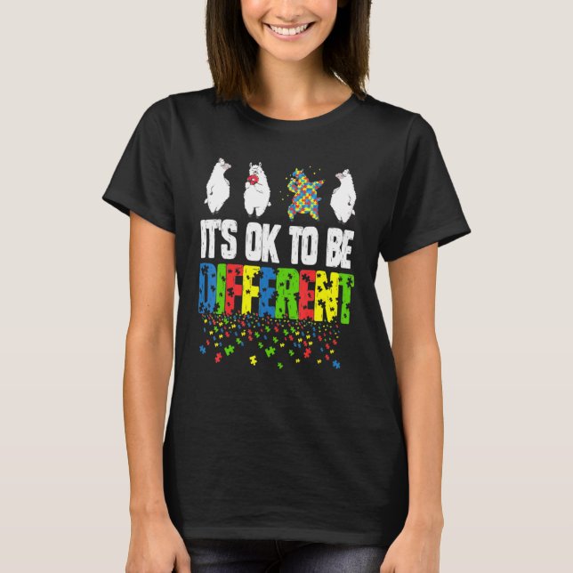 Cute It's Ok To Be Different Autism Awareness Puzz T-Shirt (Front)