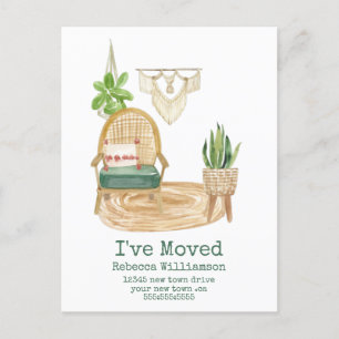 Cute I've Moved Boho Watercolor Home Decor Moving  Postcard