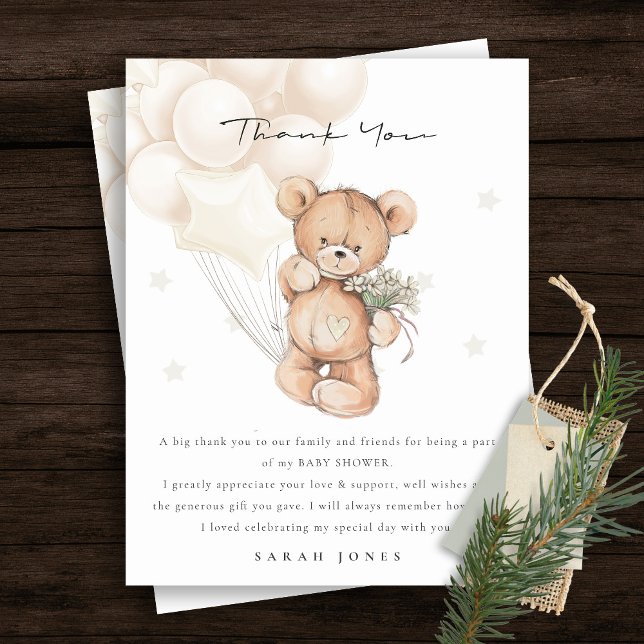 Cute Ivory Bear Bearly Wait Balloon Baby Shower Postcard (Creator Uploaded)