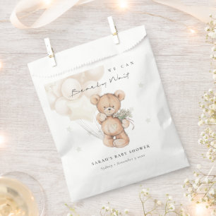 Cute Ivory Bearly Wait Bear Balloon Baby Shower Favour Bag