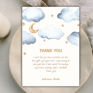 Cute Ivory Moon Stars Twinkle Boy Baby Shower Thank You Card