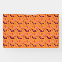 Cute Jack-o'-Lantern & Bat Pattern Orange