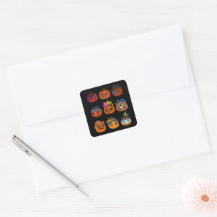 Cute Jack-o-'lantern Fashion Square Sticker