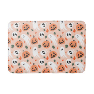 Cute Jack-O-Lantern & Ghost Pattern Bath Mat