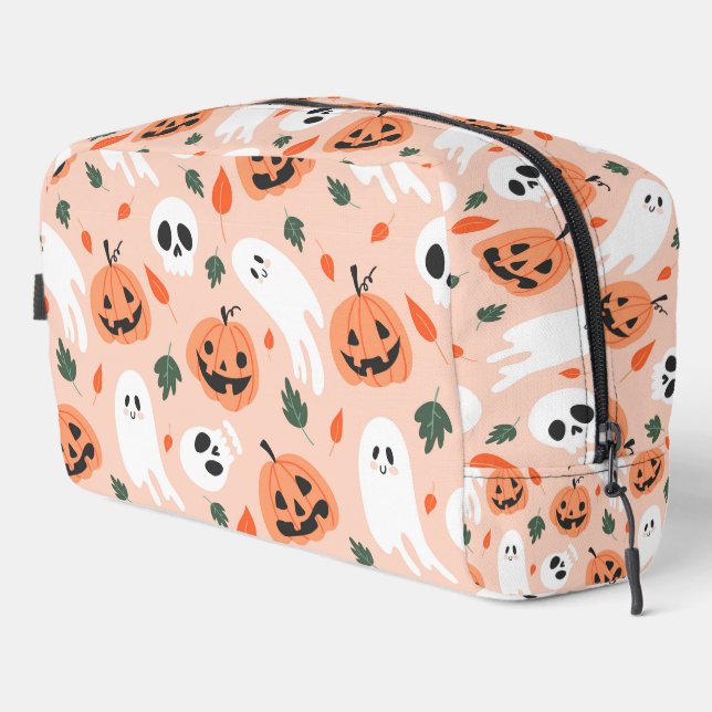 Cute Jack-O-Lantern & Ghost Pattern Dopp Kit (Right Corner)