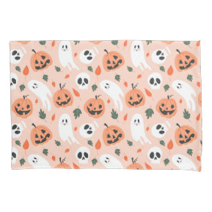Cute Jack-O-Lantern & Ghost Pattern Pillowcase