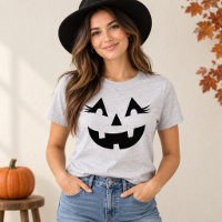 Cute Jack O Lantern Lashes Grey Womens Halloween
