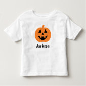 Cute Jack O Lantern Pumpkin Orange Halloween Name Toddler T-Shirt (Front)