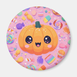 Cute Jack-o-Lantern with Candy - Magnet