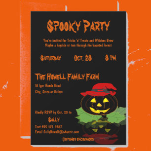 Cute Jack O'Lantern Costume Halloween Party Invitation