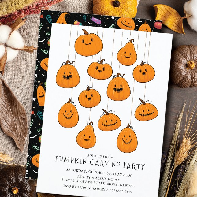 Cute Jack O'lantern Pumpkin Carving Halloween Invitation (Creator Uploaded)