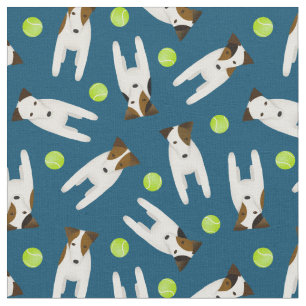 cute Jack Russell dogs with tennis balls any colou Fabric