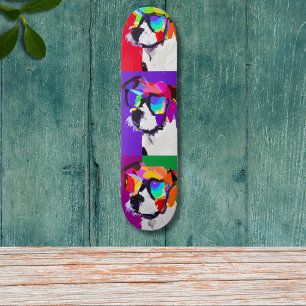 Cute Jack Russell portrait pop art style  Skateboard