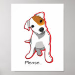 Cute Jack Russell Puppy Poster with Red Accent<br><div class="desc">Great poster for the dog lover or Jack Russell enthusiast. It has a sweet pop art design</div>