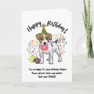 Cute Jack Russell Terrier Birthday Card Doughnuts