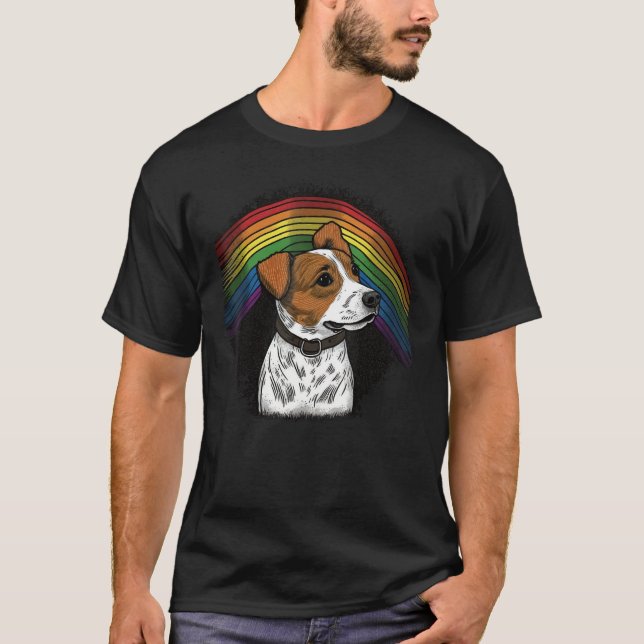 Cute Jack Russell Terrier Dog on Jack Russell Terr T-Shirt (Front)