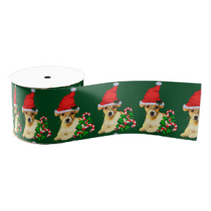 Cute Jack Russell Terrier Puppy Christmas Grosgrain Ribbon