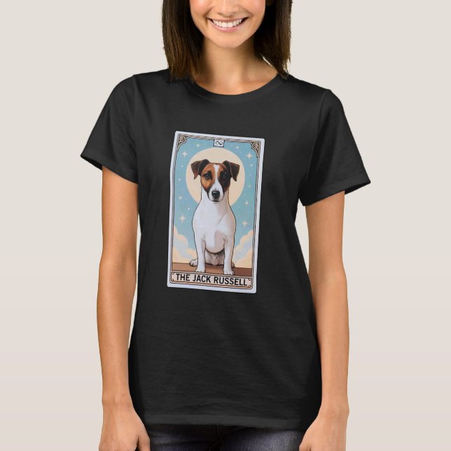 Cute Jack Russell Terrier Tarot Card Moon Men Wome T-Shirt (Front)