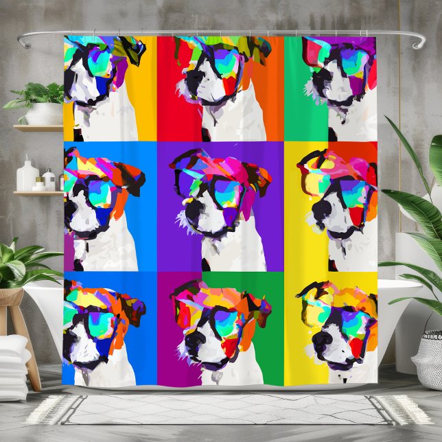 Cute Jack Russell Terriers in pop art style Shower Curtain (Creator Uploaded)
