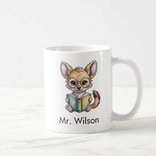 Cute Jackal Reading a Book Custom Coffee Mug