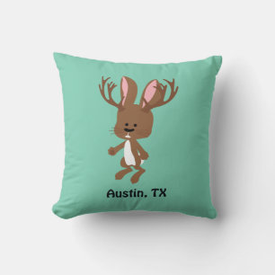Cute Jackalope - Austin, Texas Cushion