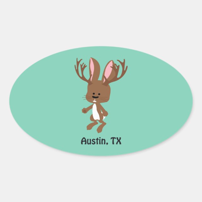 Cute Jackalope - Austin, Texas Oval Sticker (Front)
