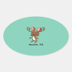 Cute Jackalope - Austin, Texas Oval Sticker