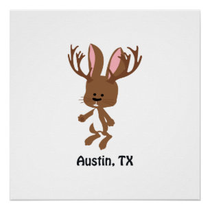 Cute Jackalope - Austin, Texas Poster
