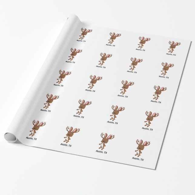Cute Jackalope - Austin, Texas Wrapping Paper (Unrolled)