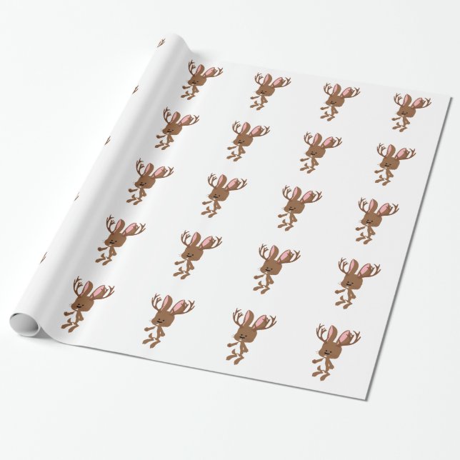 Cute Jackalope Wrapping Paper (Unrolled)