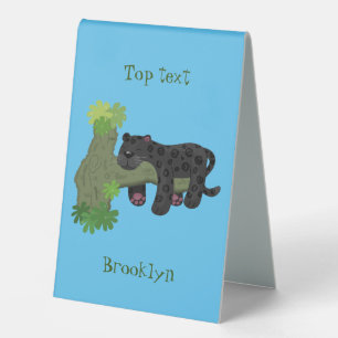 Cute jaguar black panther cat cartoon illustration