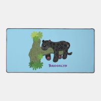 Cute jaguar black panther cat cartoon illustration