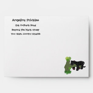 Cute jaguar black panther cat cartoon illustration envelope