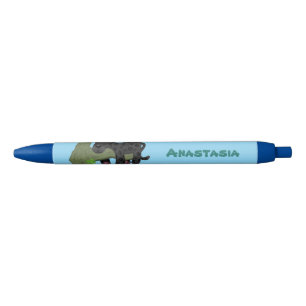 Cute jaguar black panther cat cartoon illustration ink pen